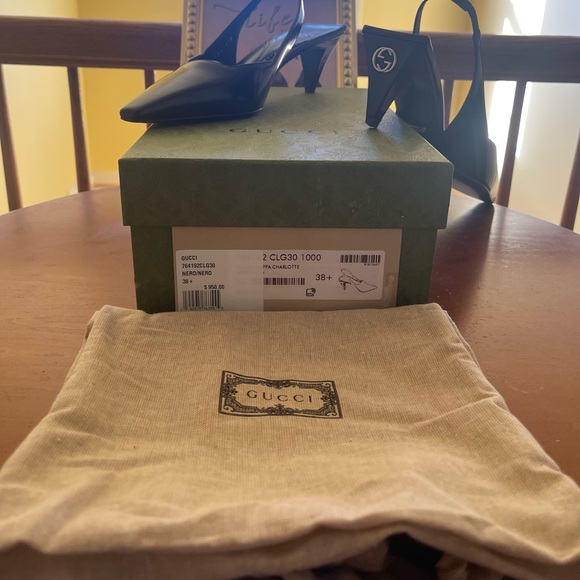 Gucci Shoes - Gucci black slingback 3” heels (Authentic)